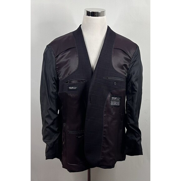 Kenneth Cole 48R Slim Fit Sport Coat Wool Blend Dark Red Plaid Two Button Vented - Picture 7 of 8